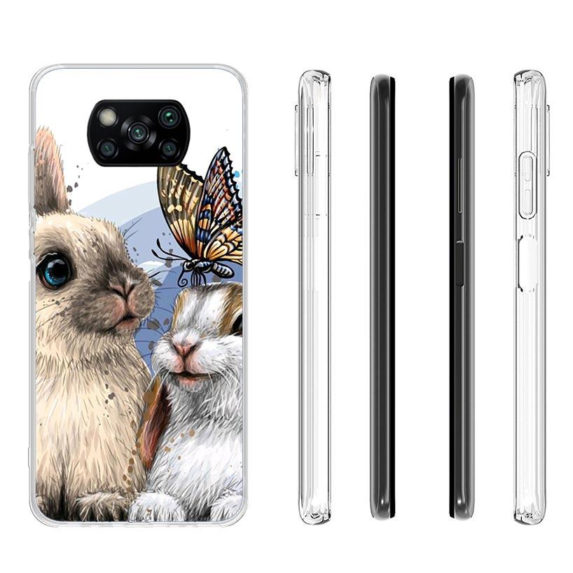 Cute Bunny Baby Rabbits Case Phone Cover for Xiaomi Redmi Note 10 9 9S 8 8T 7 5 Pro Mi 12T 11T 10T 9T 12 11 Lite A3 A2 Trend Fun