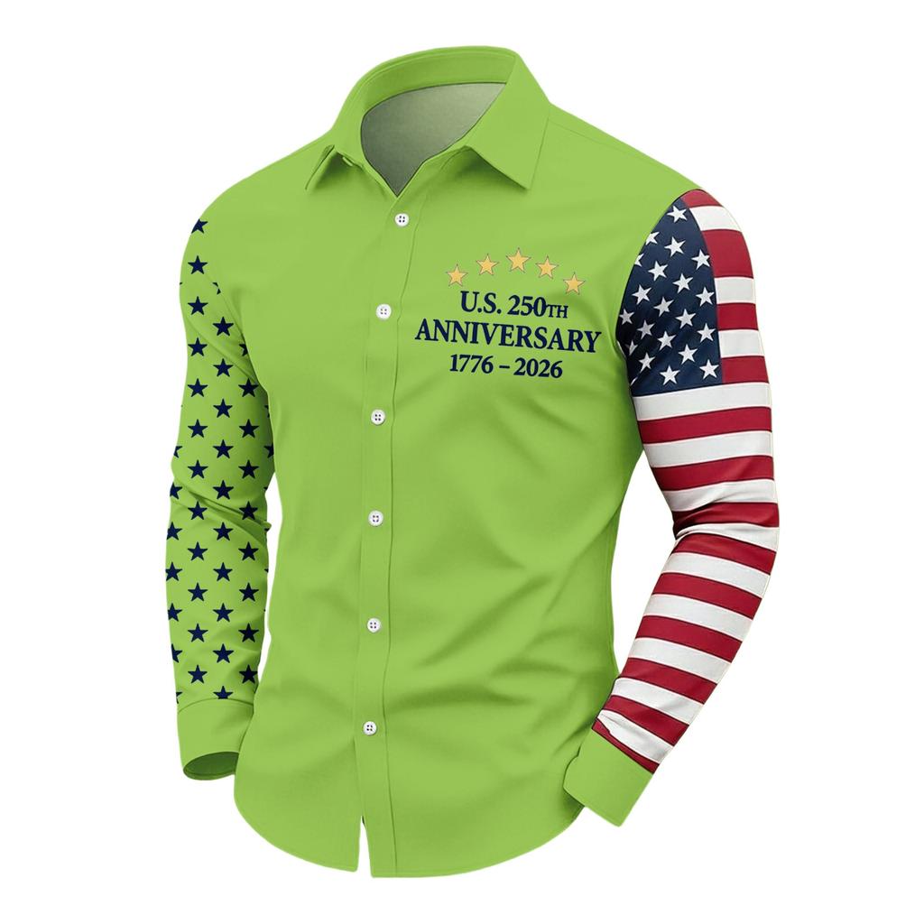 Us 250Th Anniversary Long Sleeve Shirts For Men 1776-2026 American Flag Shirts