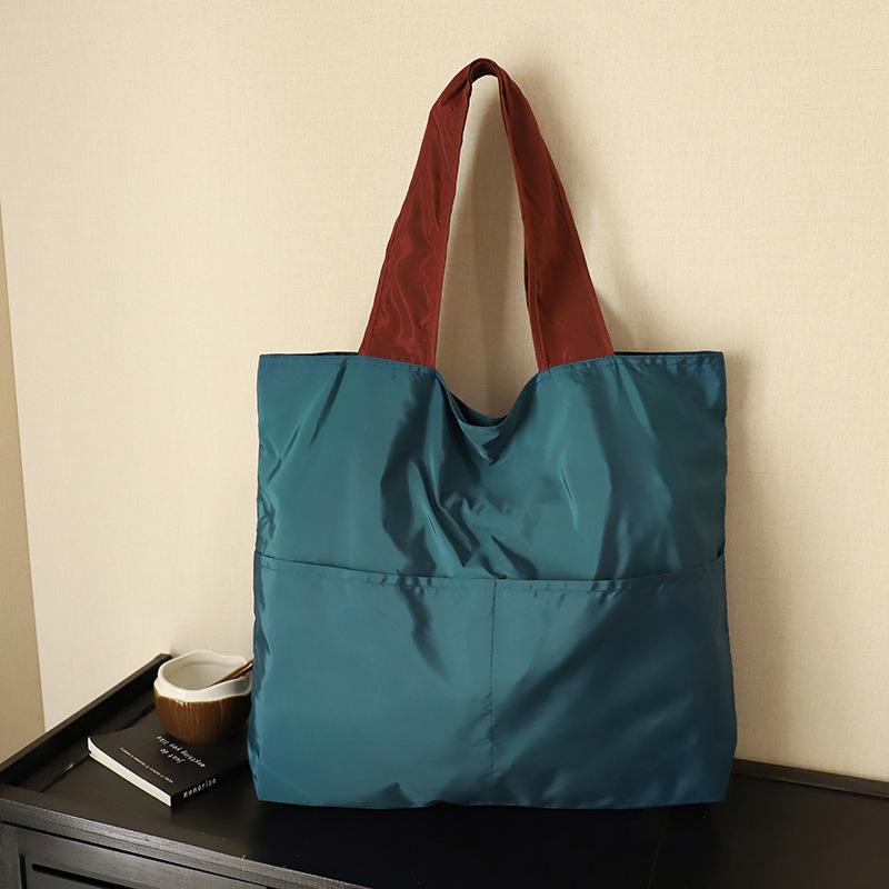 Japanese-Style Foldable Cloud Bag: Portable, Large-Capacity, Waterproof Shoulder & Handheld Grocery Bag with Zipper.
