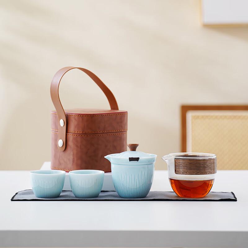 

Portable Ceramic Travel Tea Set (One Pot, Two Cups)