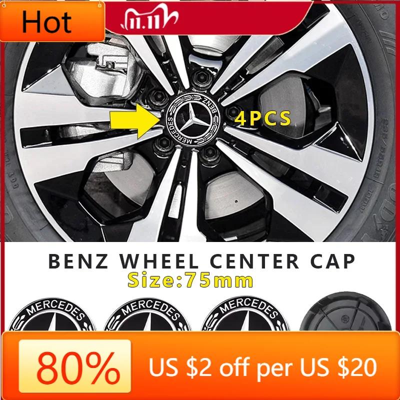 CFX1 2025 Hot For Mercedes Benz 4pcs 75mm For Mercedes Benz Car Wheel Center Cap Rim Hub Caps Emblem W202 W220 W213 W210 W164 E200 E2