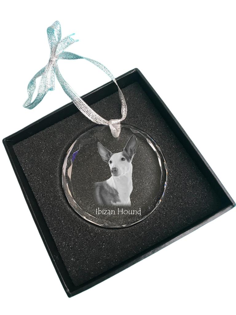 Ibizan Hound, Ibizan Podenco - Crystal Bauble with a Photo, Dog Photo In Crystal, Personalized Christmas Tree Ornament by Art-Dog Brand