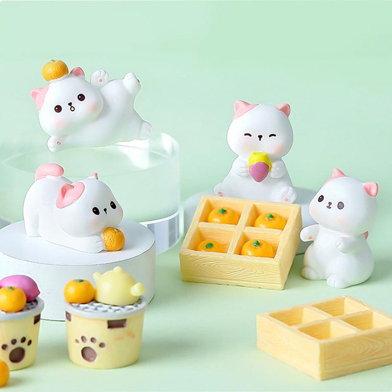 New Diy Doll House Cat Doll Gardening Fairy Miniature Figurines Car Ornament Gift Mini Animals Figurine