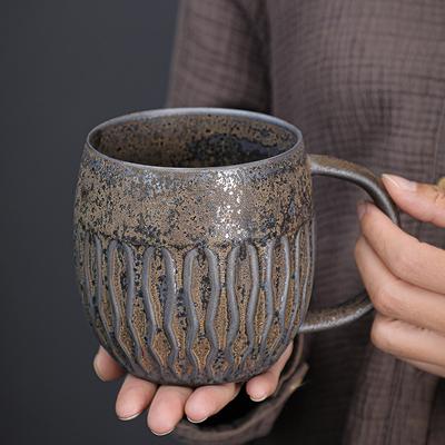 Ceramic Large-capacity Mug Drinking Cup Household Retro Rust Glaze Teacup Niche Light Luxury Coarse Pottery Coffee Cup