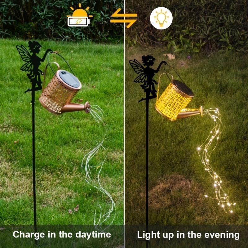 Solarbetriebene Lichterkette für Gießkannen im Vintage-Stil aus Metall, ideal für Garten und Terrasse, Weihnachtsdekoration, wasserdicht, zum Aufhängen, für Villa und Hof