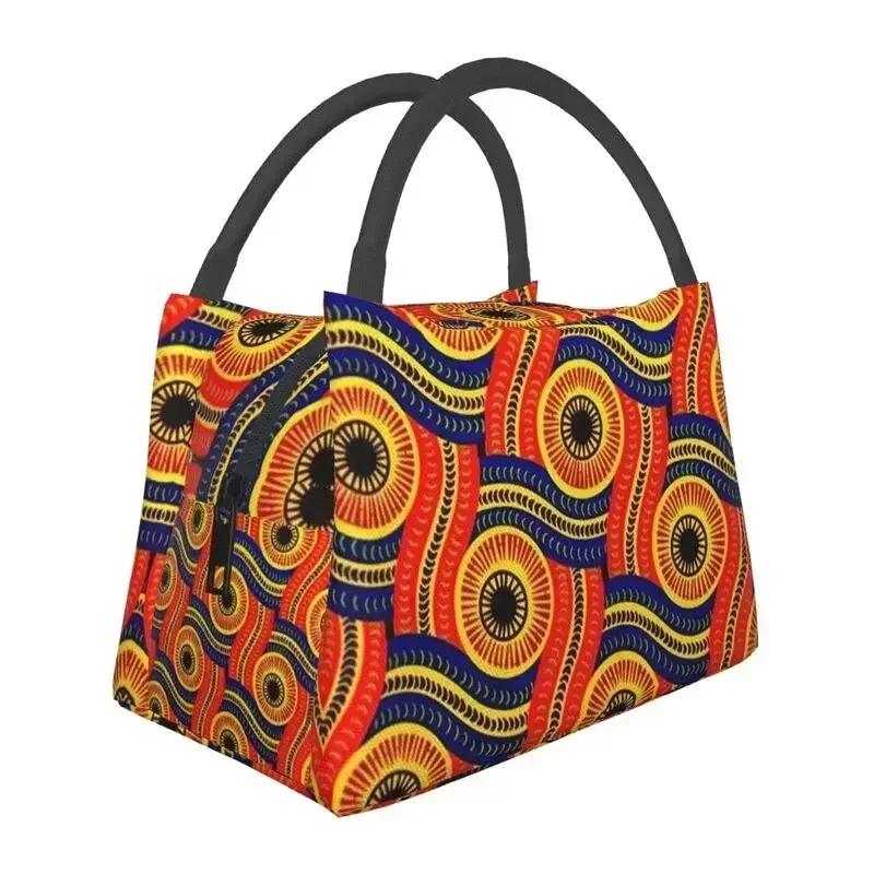 Kizomba Samakaka Ankara Print Insulated Lunch Bag for African Pattern Wax Design Cooler Thermal Bento Box Office Picnic Travel