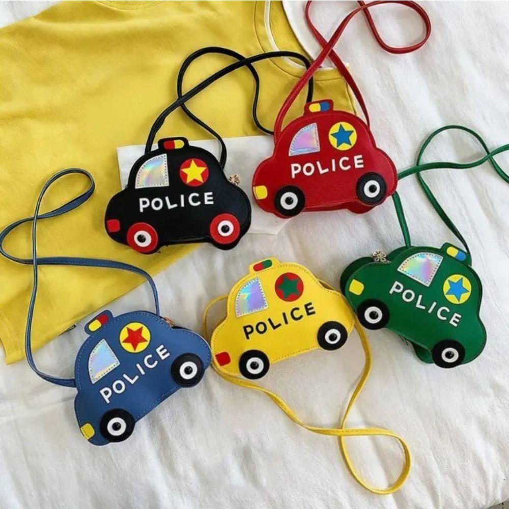 Cute PU Leather Children's Shoulder Bag 3D Splicing Crossbody Bag Cartoon Car Shape Handbag for