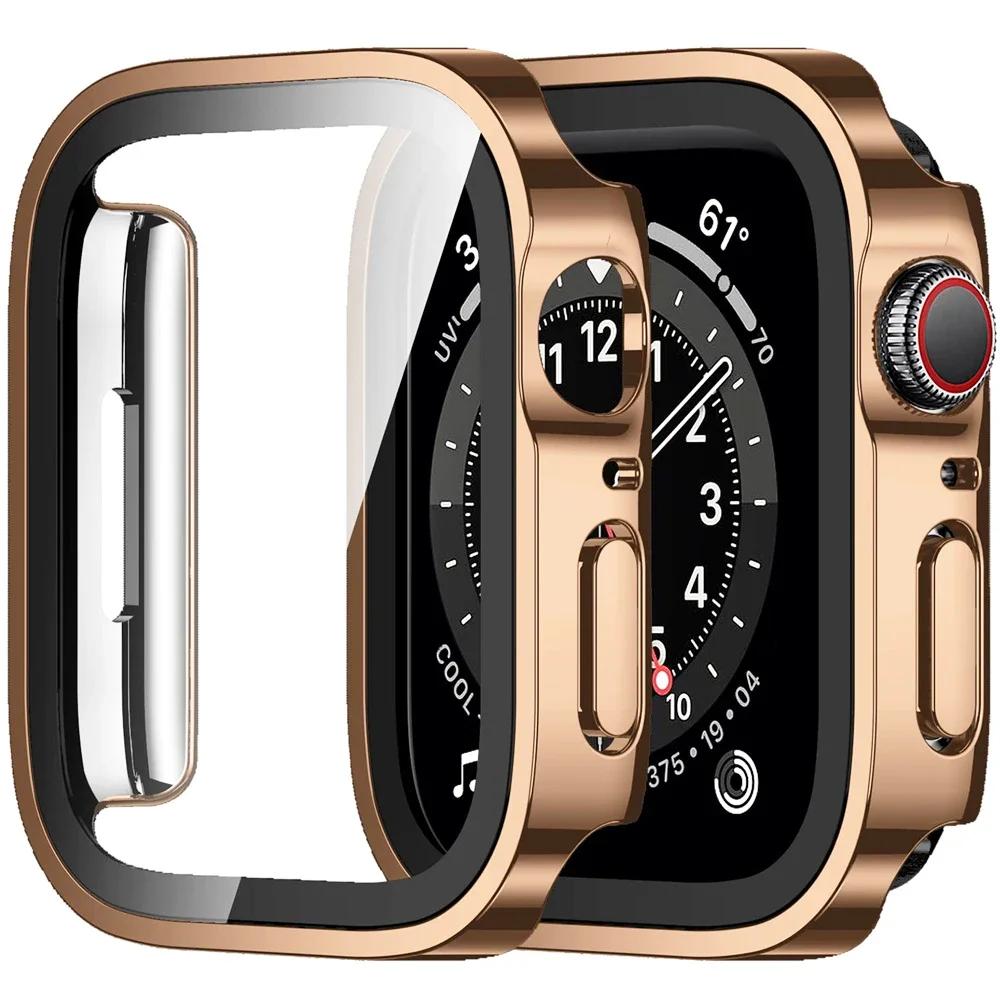 2PCS Waterproof Case for Watch 7 8 9 45mm 41mm-44-40mm Bumper Screen Protector 2 PACK Edge Cover iWatch 5 SE 6 Accessories