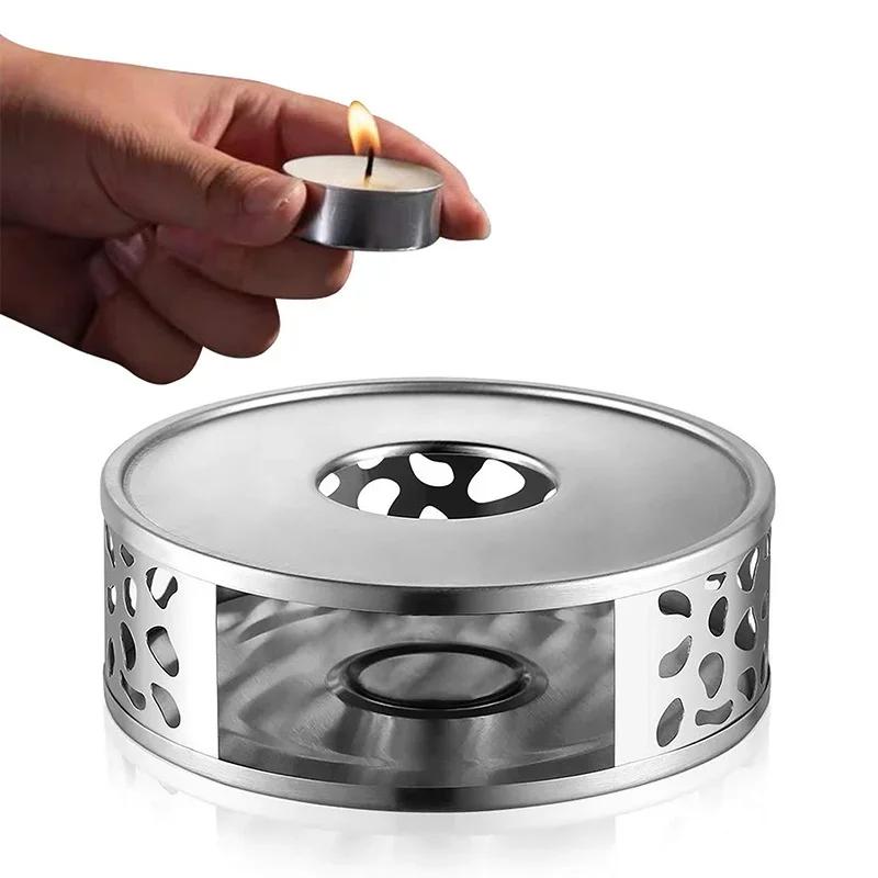 Stainless Steel Heating Base Teapot Stand Hollow Design Candle Warmer Tea Ceremony Accessories Home Thermal Insulation Tools
