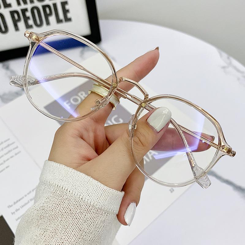 Anti Radiation Eyeglasses for Women/Men Fashion Transparent Green Round Reading Glasses Ultralight Computer Blue Light Glasses U