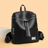Schwarzer Rucksack aus echtem Leder, Einfacher Stil, Damen-Tasche aus Rindsleder, Einzel- und Doppelschultertasche, Arbeits- und Einkaufstasche