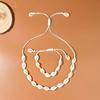 European-American Shell Wax Cord Necklace & Bracelet Set for Women - Bohemian Beach Vacation