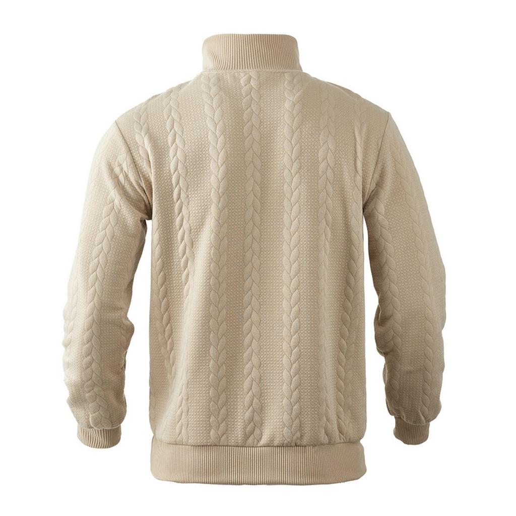 Casual Men's Jacquard Lapel Sweatshirt, Men's Casual Half Zipper Loose Top