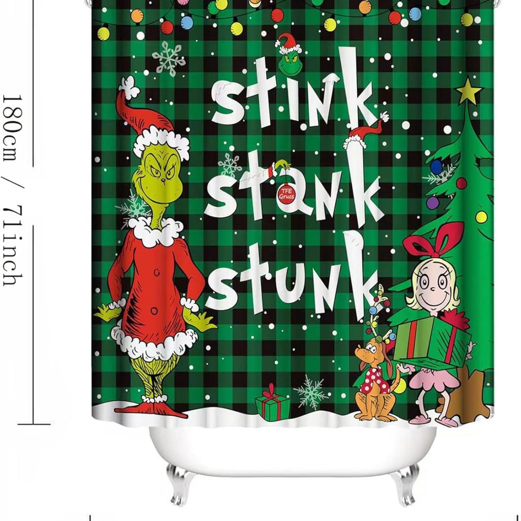 Digital Print Polyester Waterproof Shower Curtain Set Of Four - Gothic Bathroom Decor And Matching Accessories