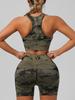 Damen Tie-Dye Nahtloses Yoga-Bekleidungsset: Schnelltrocknende Weste, BH & Shorts für Fitness im Freien