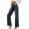 Damen Jeans mit weitem Bein und Verzierungen Lässige lockere Denim-Hose