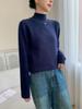 Women's Autumn-Winter Cashmere Jacquard Sweater - Half-High Neck, Loose, Slimming Knit Top