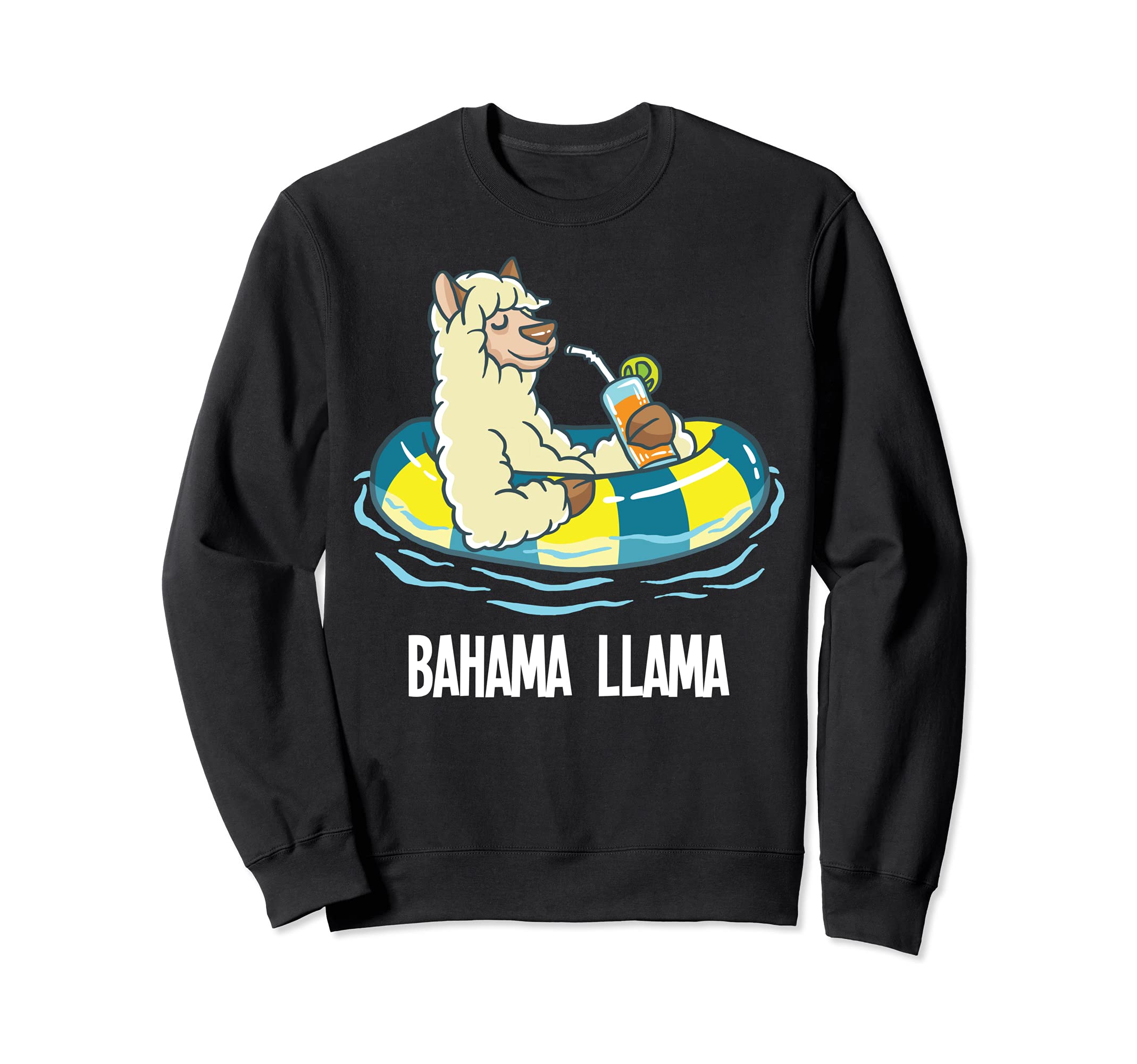 

Bahama Llama Beach Cocktail Party Alpaca Summer Swimming Sweatshirt чёрный
