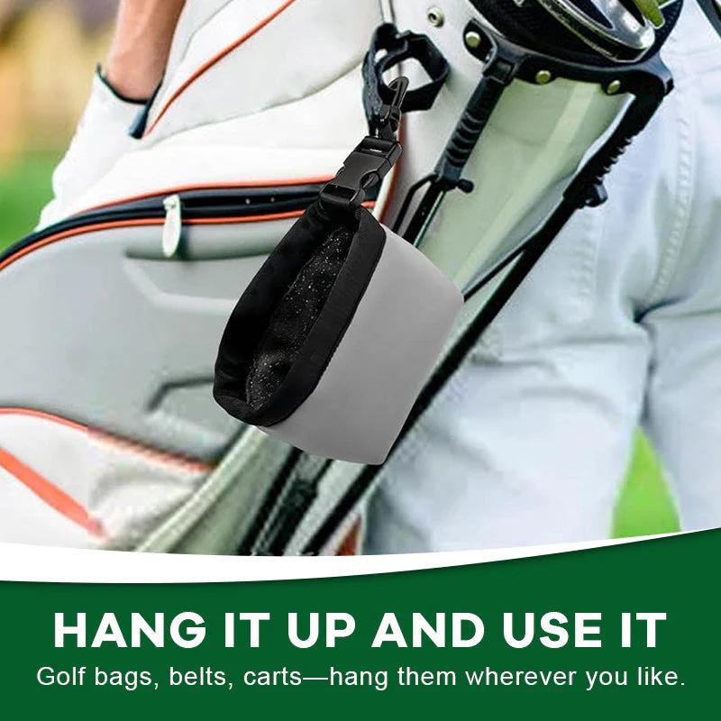 Golf Club Cleaning Kit Portable Waterproof Nylon Case with Detachable Buckle Dry Wet Separation Hanging Design for Golfers