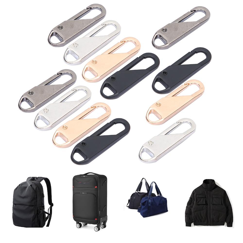 12pcs Detachable Metal Material Zipper Slider Head Oval Shape 4 Color Set Zipper Pull Tab Zipper Repair Kit For Backpacks