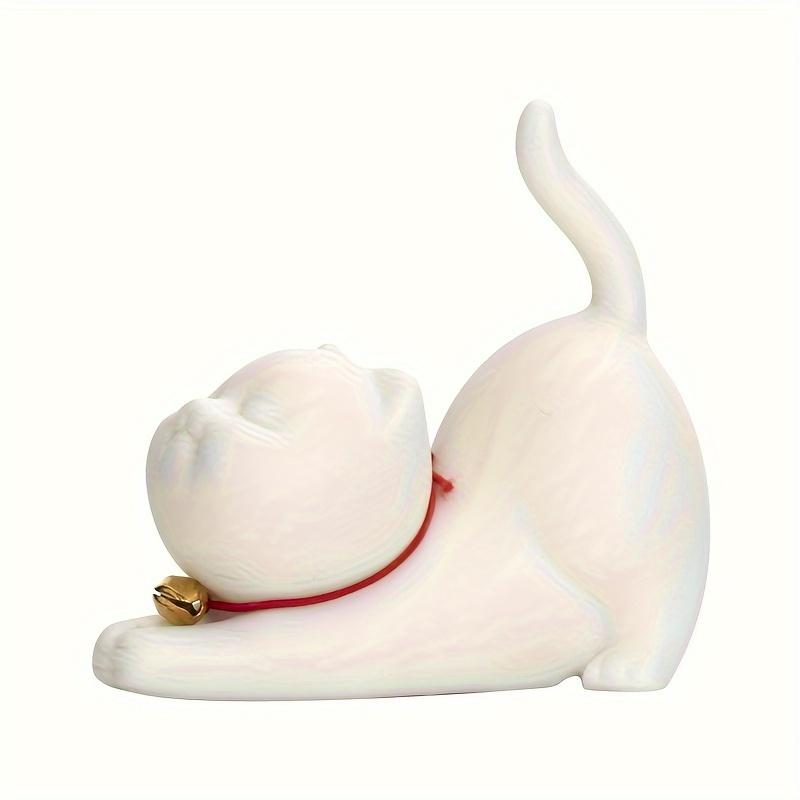 

1 шт. Мини-керамическая подставка для благовоний в виде кошки с милым дизайном кошки, домашний декоративный керамический держатель для благовоний белый