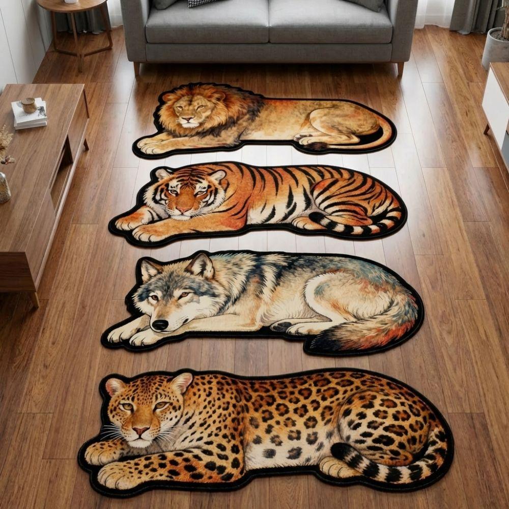 Absorbent Tiger Carpet Rug 2D Flat Wolf Floor Mat New Lion Doormat Bedroom Bathroom