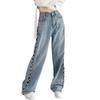Spring 2024 Women's Designer High-Waisted Braided Hollow Wide-Leg Jeans