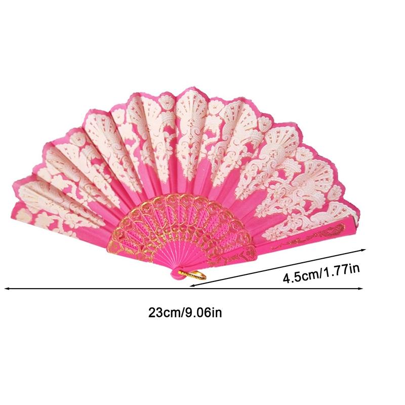 

Модный роскошный складной веер с цветочным кружевом, шелком, свадебным танцевальным вечерним украшением для сцены, модный ручной веер с горячим тиснением