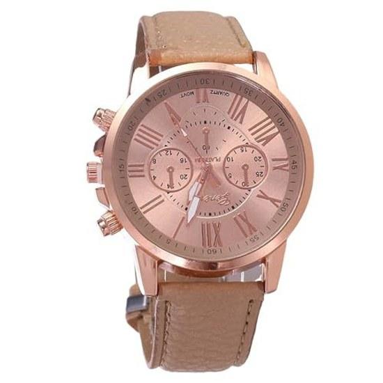 JUJUGEN Chronograph Round Design Analog Watch Fake Leather Belt Fashion Accessory Formal Casual Business Men Women Unisex