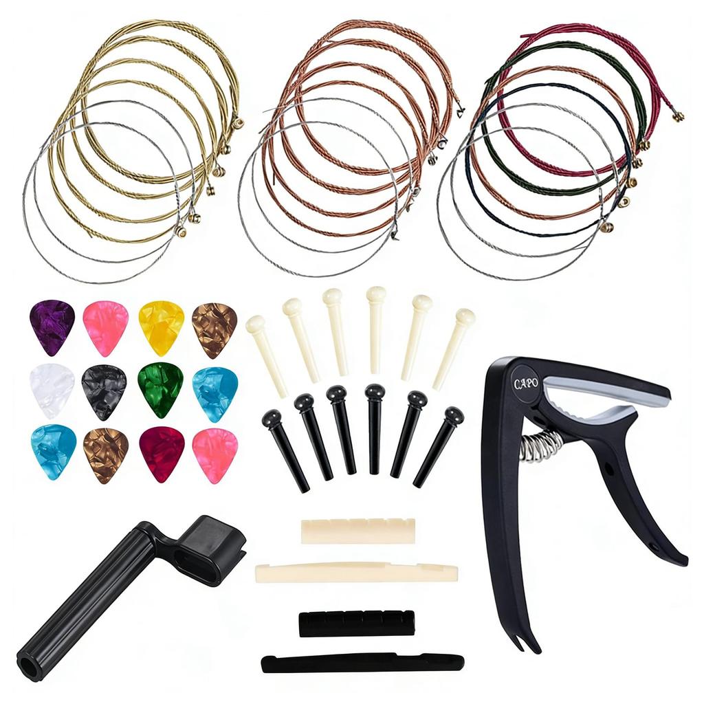 Acoustic Guitar Strings Replacement Steel String Copper Alloy Compatible with Various Folk Musical Instrument Accessory set Set, Wound, Guitars,