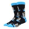 1 Pair Men's Fun Hip Hop Skateboard Beer Happy Art Print Mid Socks, EU38-46