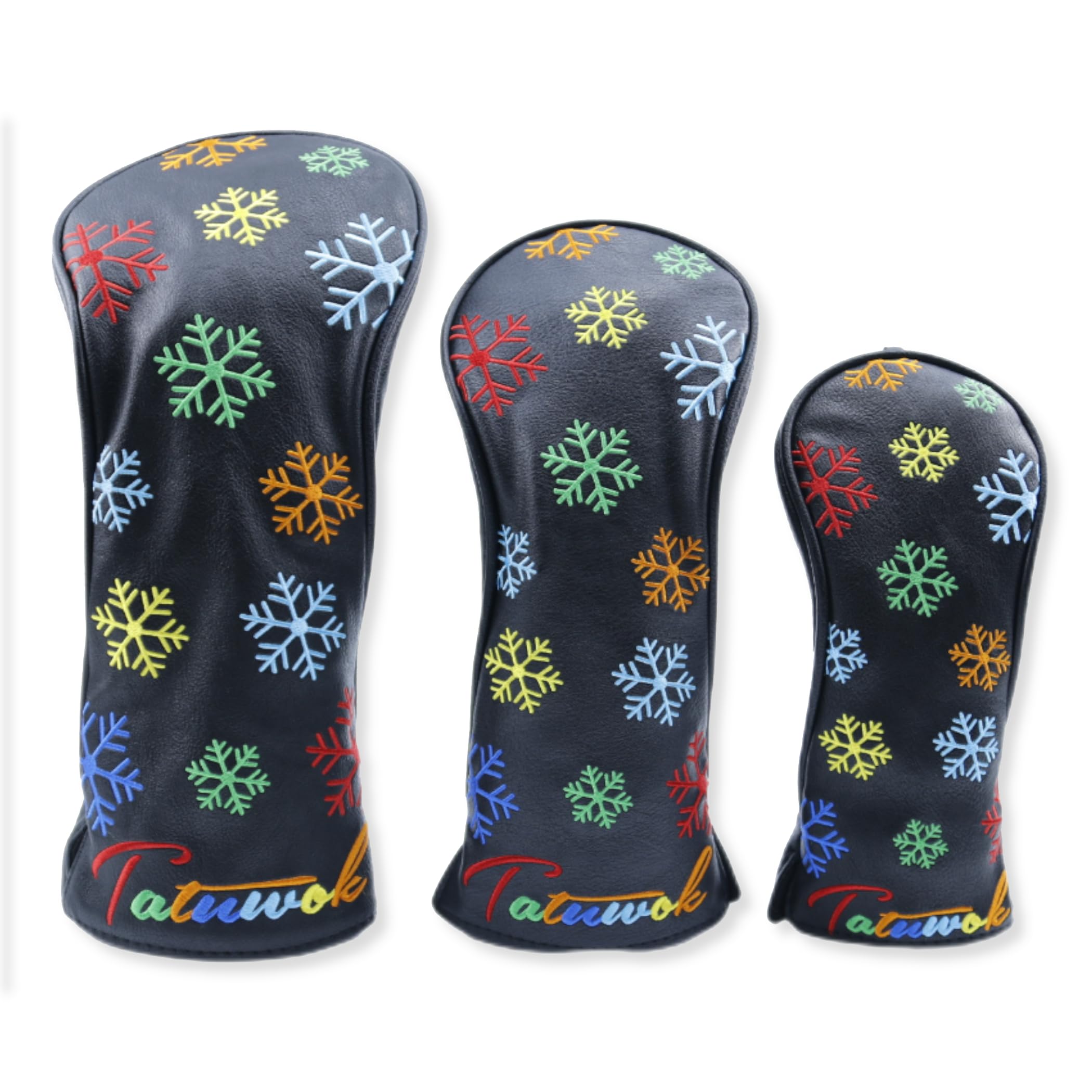 

BGL Golf Headcover with Conversion Wood Driver Covers for 440cc and 460cc Golf and UT Snow Flower and Snow Crystal Designs 3-Piece Set, Waterproof,