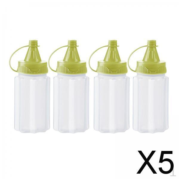 5x4Pcs Small Squeeze Bottles Portable Food Storage Container Seasoning Bottle Green