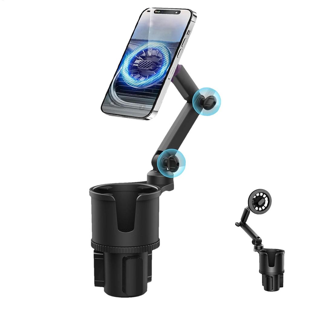 360 Degree Rotation Magnetic Cell Phone Stand Car Cup Holder Expander with Phone Mount Drink Cup Holder Adapter Phone Stand