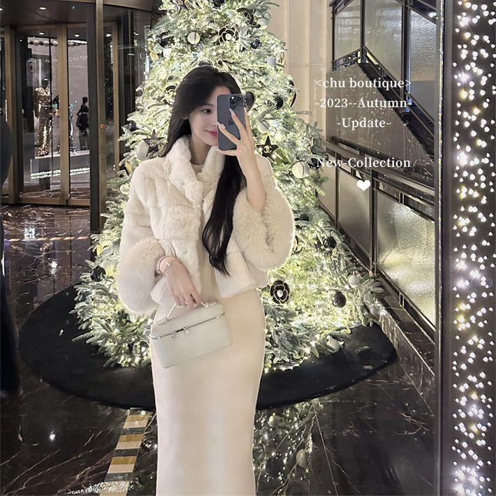 Winter new imitation fox fur jacket temperament socialite woman imitation mink hair small hair short cotton-padded coat
