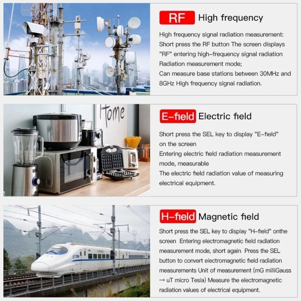 High Precision Electromagnetic Field Radiation Tester 30Mhz-8GHz EMF Gauss Meter Household