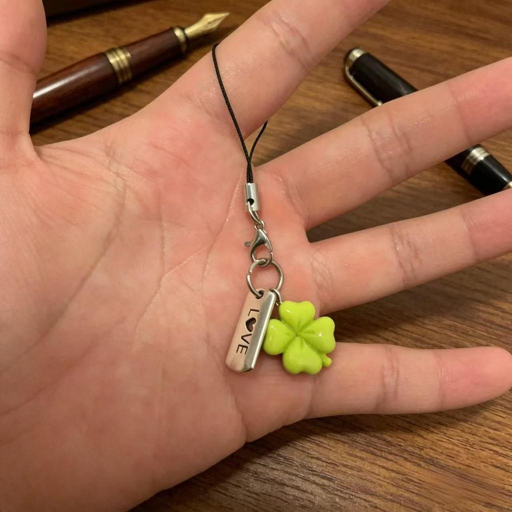 Four-Leaf Clover Charm: Lucky Student Keychain & Phone Lanyard - Chinese Style