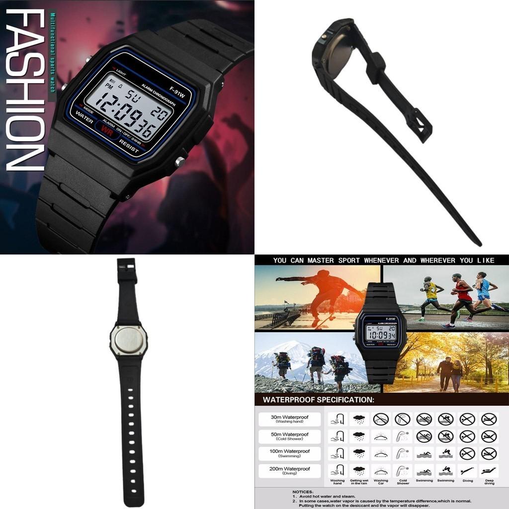 F91w Digitaal Sporthorloge Waterdicht Polshorloge Voor Volwassenen Lichtgewicht En Gemakkelijk Schoon Te Maken