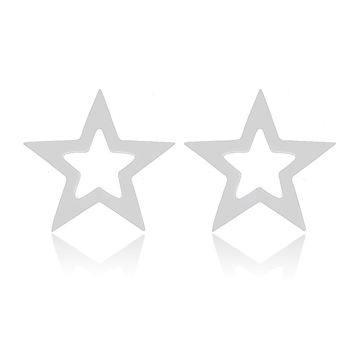 Geometric Five-Pointed Star Stud Earrings - Fashionable Accessories for Women