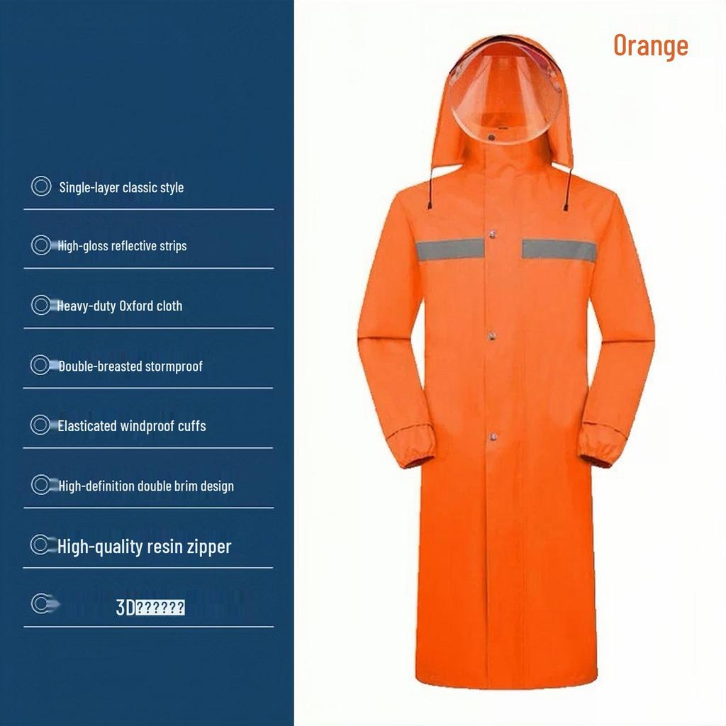 New Fashion Full-Length Outdoor Raincoat - Extended Hiking & Cycling Windbreaker