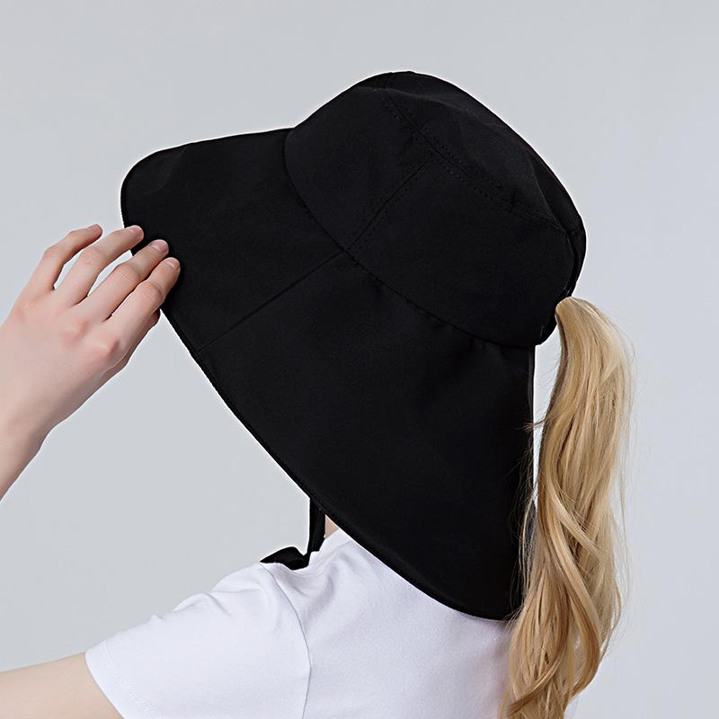 

Женская модная шляпа с хвостиком, летняя анти-УФ-защита шеи, солнцезащитная шляпа для женщин, уличная шляпа с широкими полями, шляпы для пешего туризма и рыбалки