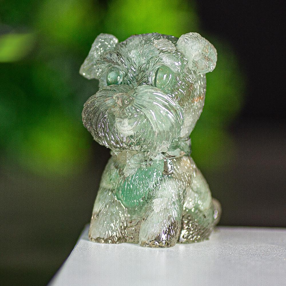 Resin Schnauzer Figurine With Natural Crystal Fill For Desk Decor And Gift Giving