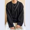 Pánská volná trička na jaro a podzim, jednobarevná, s dlouhým rukávem, s kulatým výstřihem, ležérní trička, pánská móda, streetwear trička, topy, nadměrná velikost 5XL