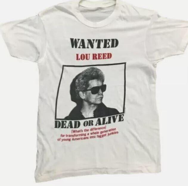 Vintage 80 s Wanted Lou Reed Shirt Short Sleeve White Unisex T-Shirt S