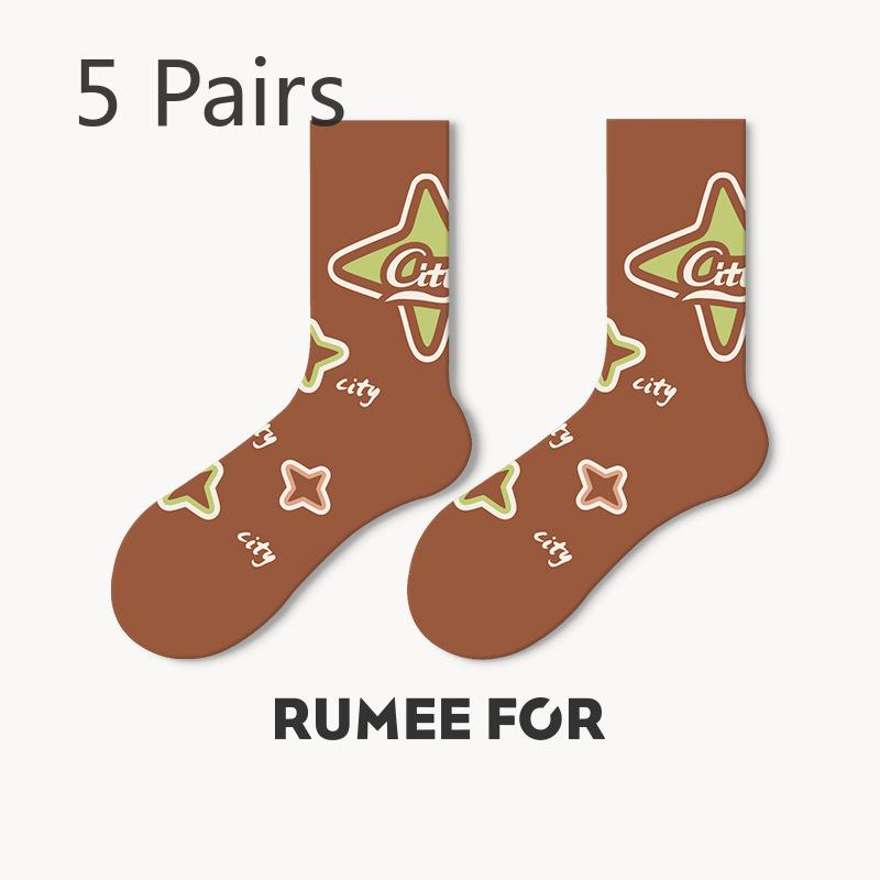 5 Pairs of Women's New Autumn Sweat-absorbing Non Slip Tube Socks