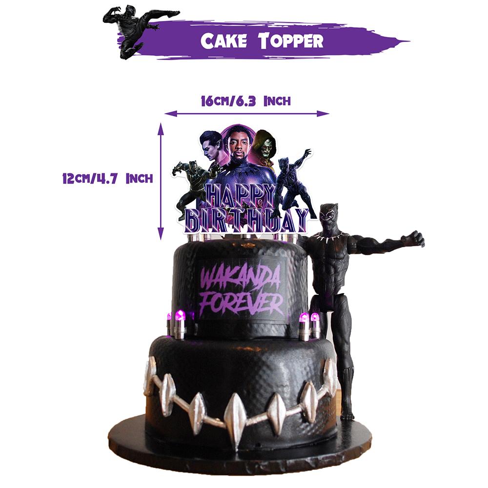 Black Panther Birthday Party Supplies Includes Banner, Cake Toppers, Balloons