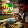 Burger Neon Sign for Burger Shop Decor French Fries LED Neon Light Fast Food Business Signs for Restaurant Store USB Powered
