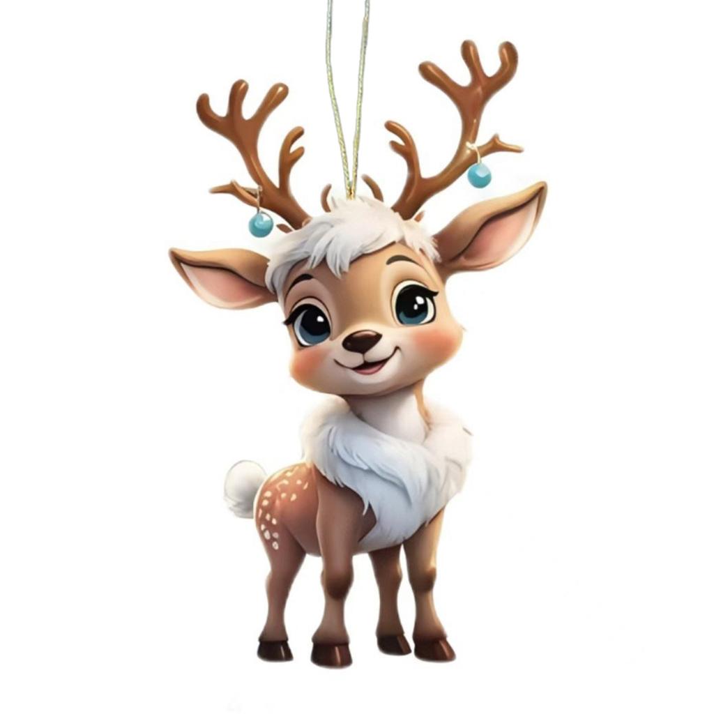 2D Flat Christmas Tree Acrylic Ornament with Hanging Rope Holiday Gift for Car Rearview Mirror Home Decor Hanging Pendant