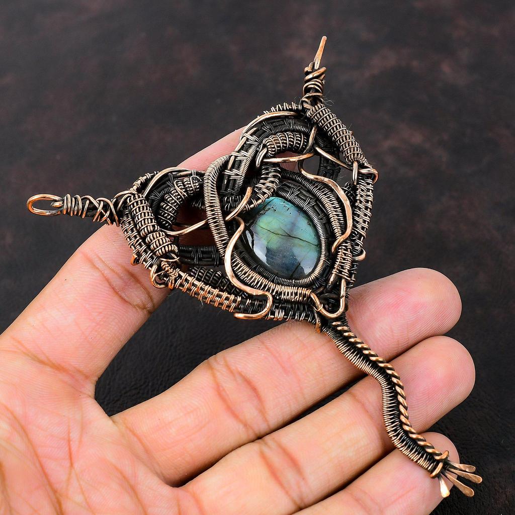 Labradorite Pendant Copper Wire Wrapped Pendant Handmade Decent Pendant Copper Wire Wrap Jewelry Gemstone Pendant Dainty Pendant Bridal Gift