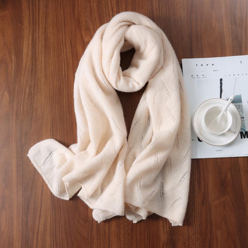 100%Wool Long Scarf For Women Winter Autumn Knitted Minimalist Larger Wrap Warm Soft Cashmere Pashmina Shawl Neck Warmer60x190cm